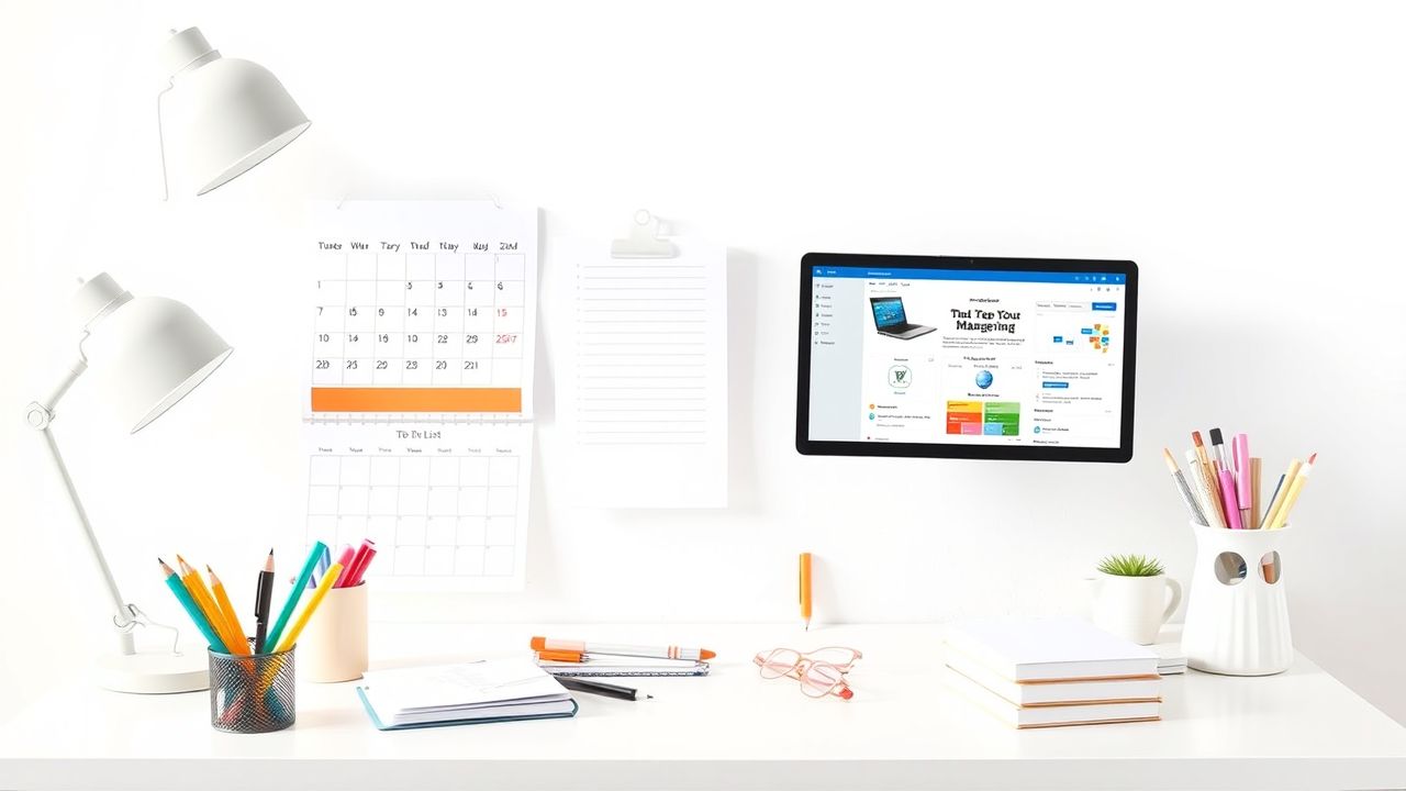 Een georganiseerd kantoor met focus op planning en productiviteit.
