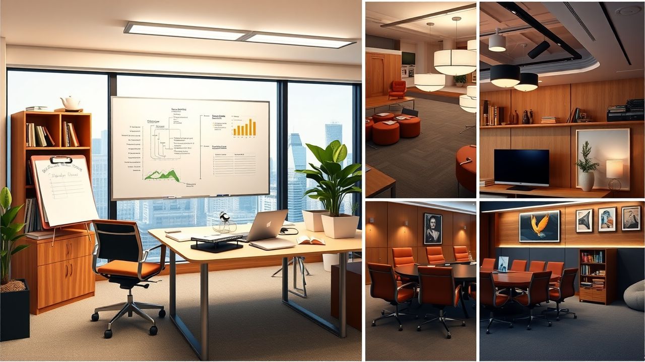 Een goed georganiseerde werkruimte voor senior projectmanager in onderwijs. Een goed georganiseerde werkruimte voor senior projectmanager in onderwijs.